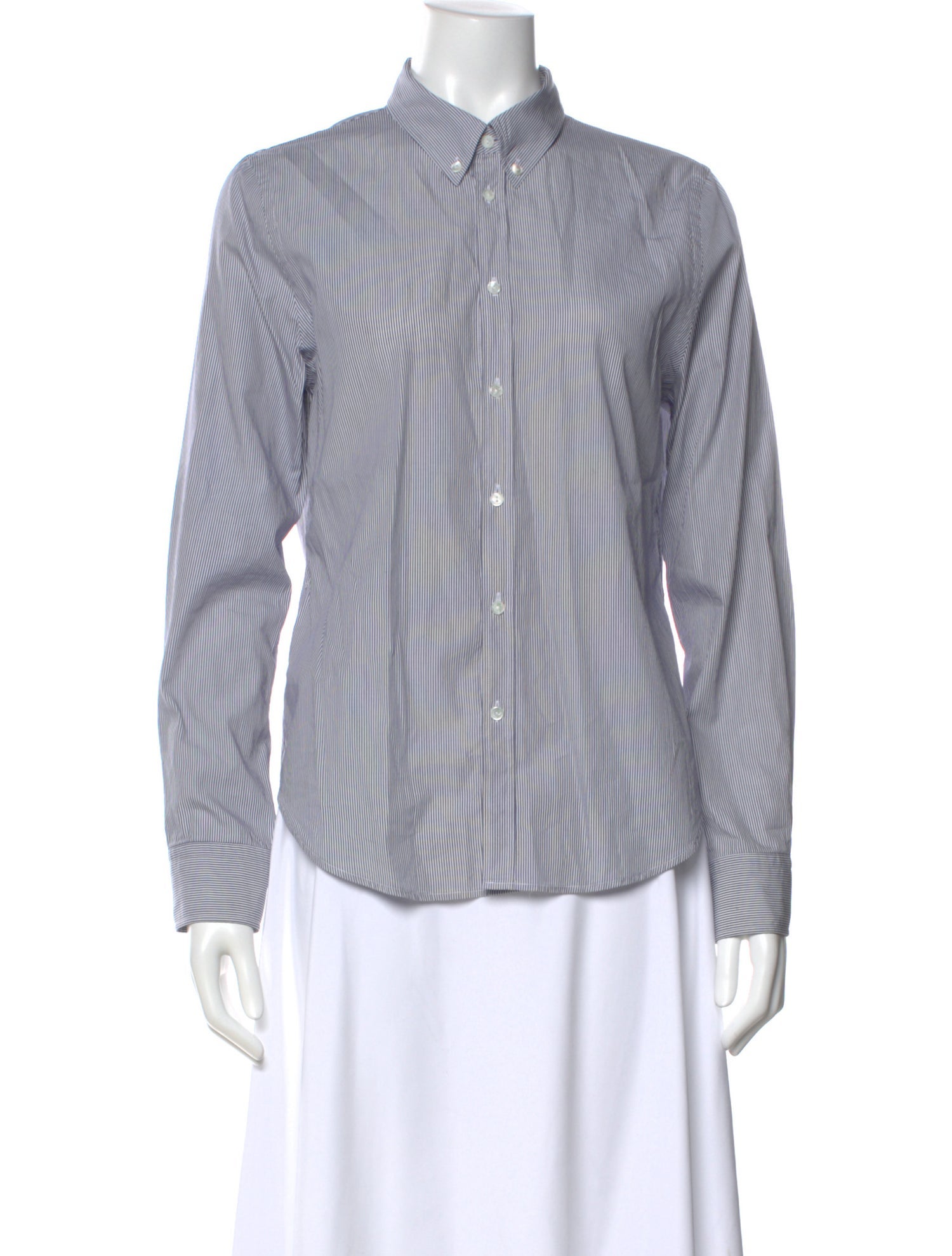 Nili Lotan Striped Long Sleeve Button-Up Top