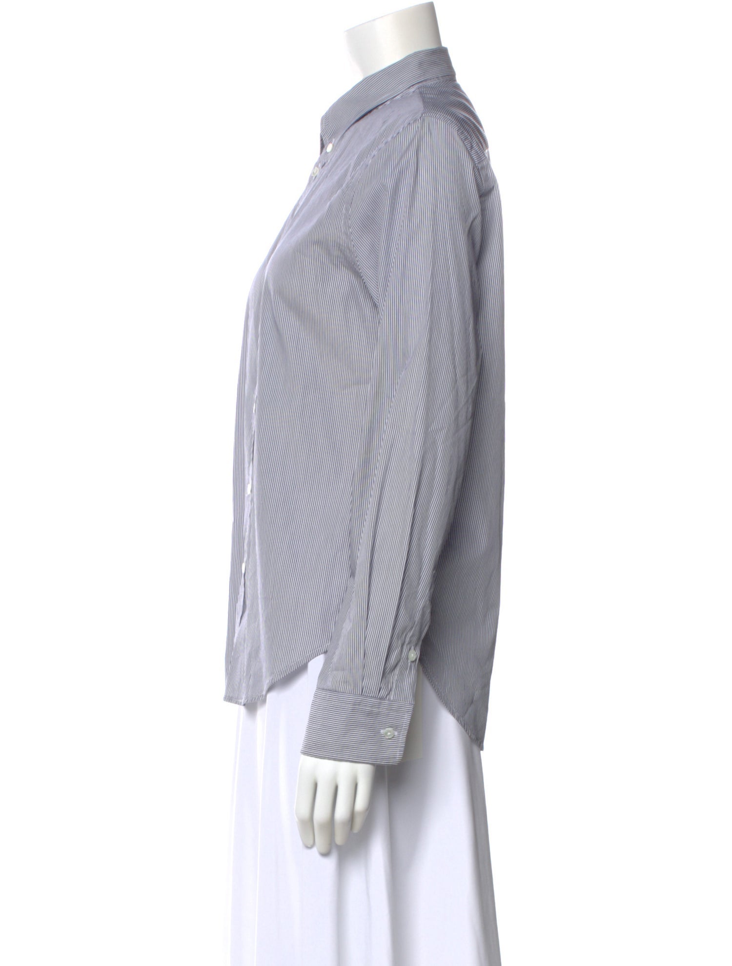 Nili Lotan Striped Long Sleeve Button-Up Top