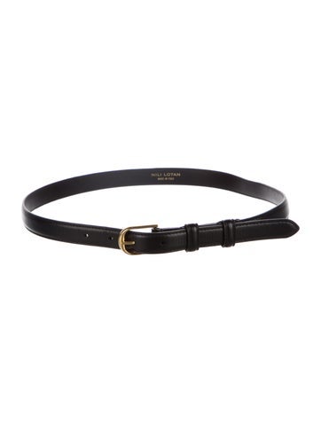 Pre-owned Nili Lotan Skinny Leather Belt In Black