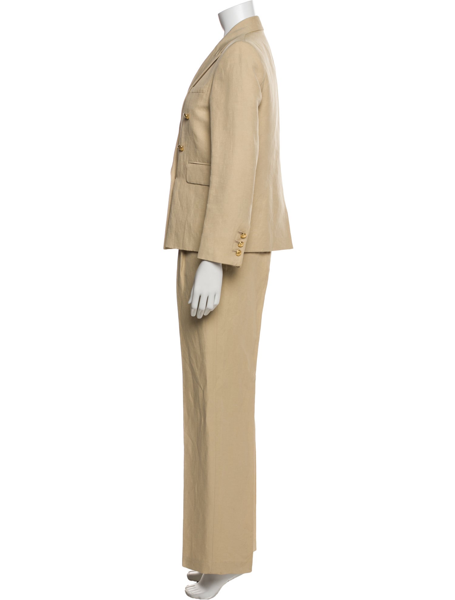 Nili Lotan Linen Pleated Accents Pant Set