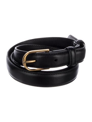 Pre-owned Nili Lotan Skinny Leather Belt In Black