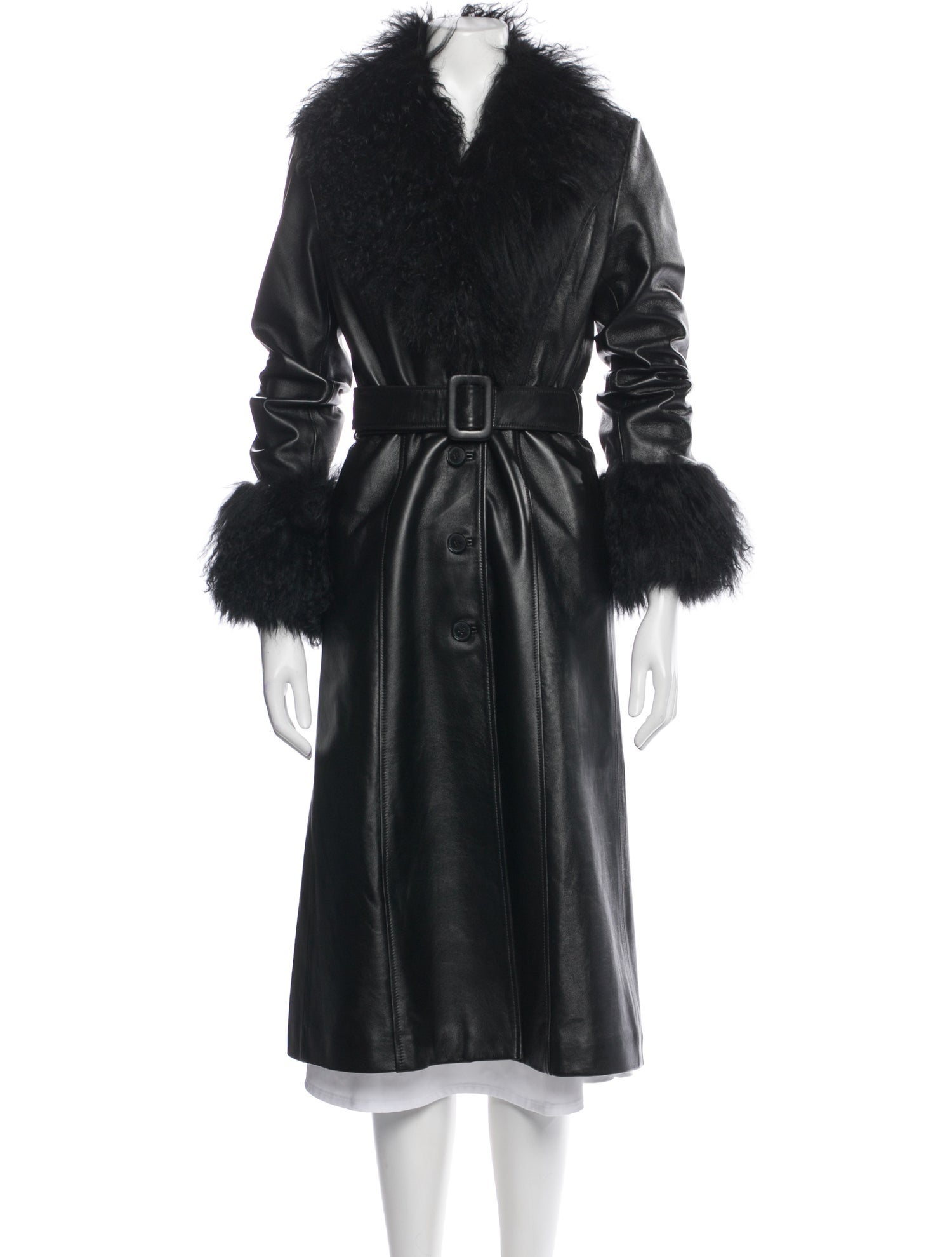 Nili Lotan Lamb Leather Faux Fur Coat
