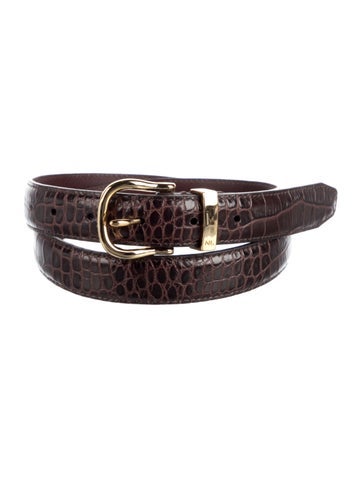 Pre-owned Nili Lotan Skinny Leather Belt In Burgundy