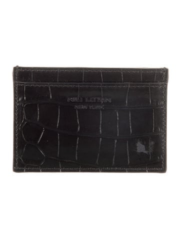 Pre-owned Nili Lotan Embossed Leather Animal Print Card Holder In Black