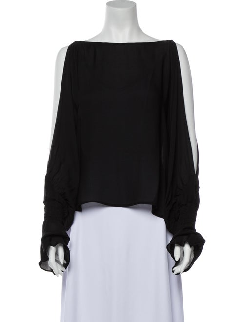 Nili Lotan Silk Bateau Neckline Blouse Black