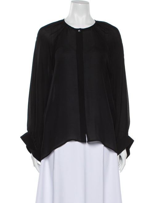 Nili Lotan Silk Crew Neck Blouse Black