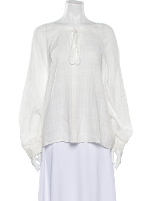 Nili Lotan V-Neck Long Sleeve Blouse White