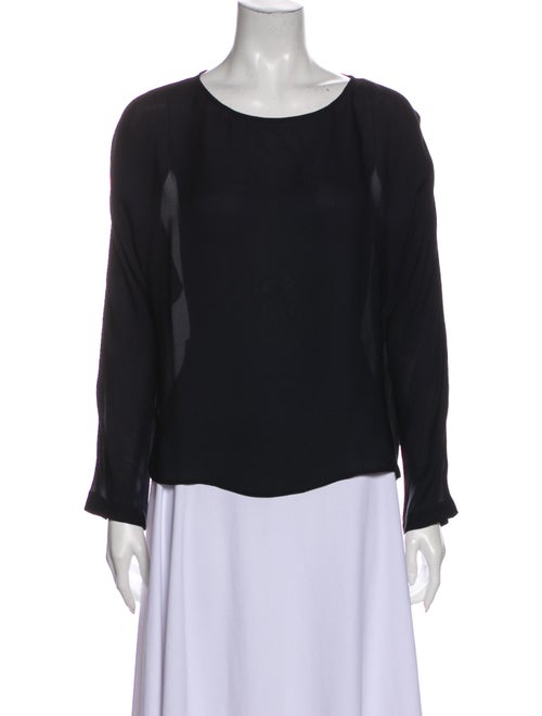Nili Lotan Scoop Neck Long Sleeve Blouse Blue