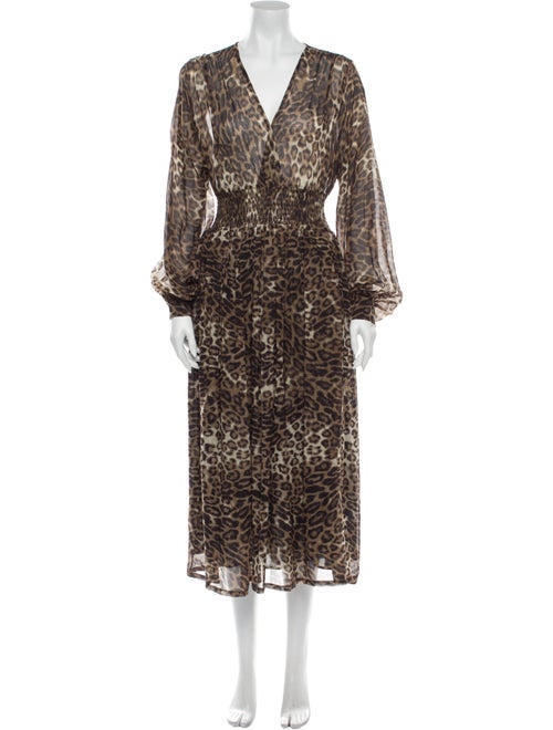 Nili Lotan Silk Long Dress Brown