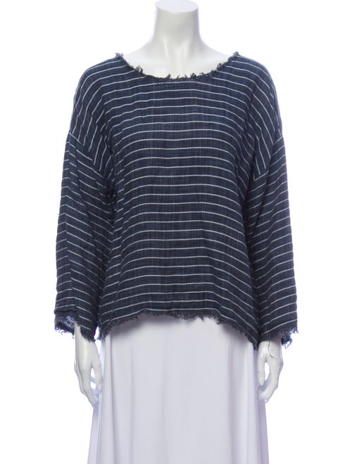 Nili Lotan Striped Scoop Neck Blouse Blue