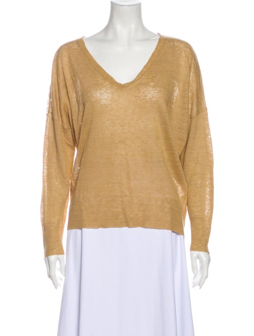 Nili Lotan Linen V-Neck Sweater Brown
