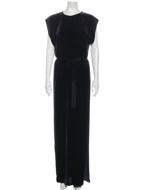 Nili Lotan Crew Neck Long Dress Blue