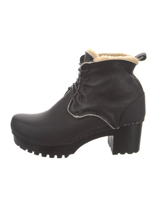 No.6 Leather Fur Trim Lace-Up Boots