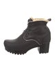 No.6 Leather Fur Trim Lace-Up Boots