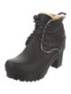 No.6 Leather Fur Trim Lace-Up Boots
