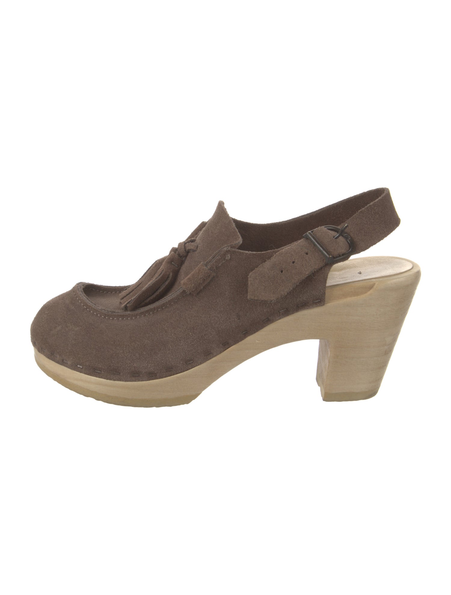 No.6 Leather Tassel Accents Slingback Pumps