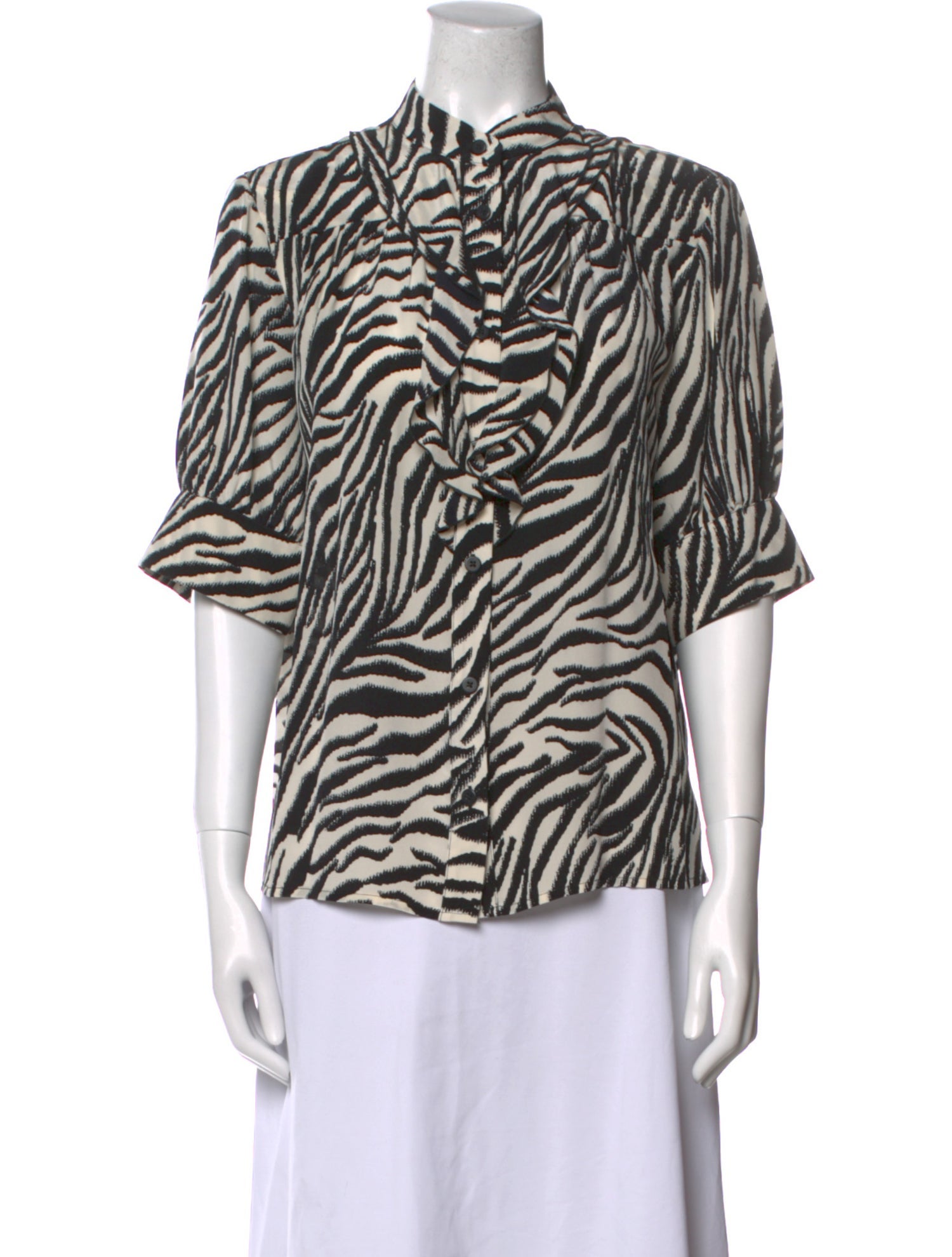 No.6 Silk Animal Print Button-Up Top