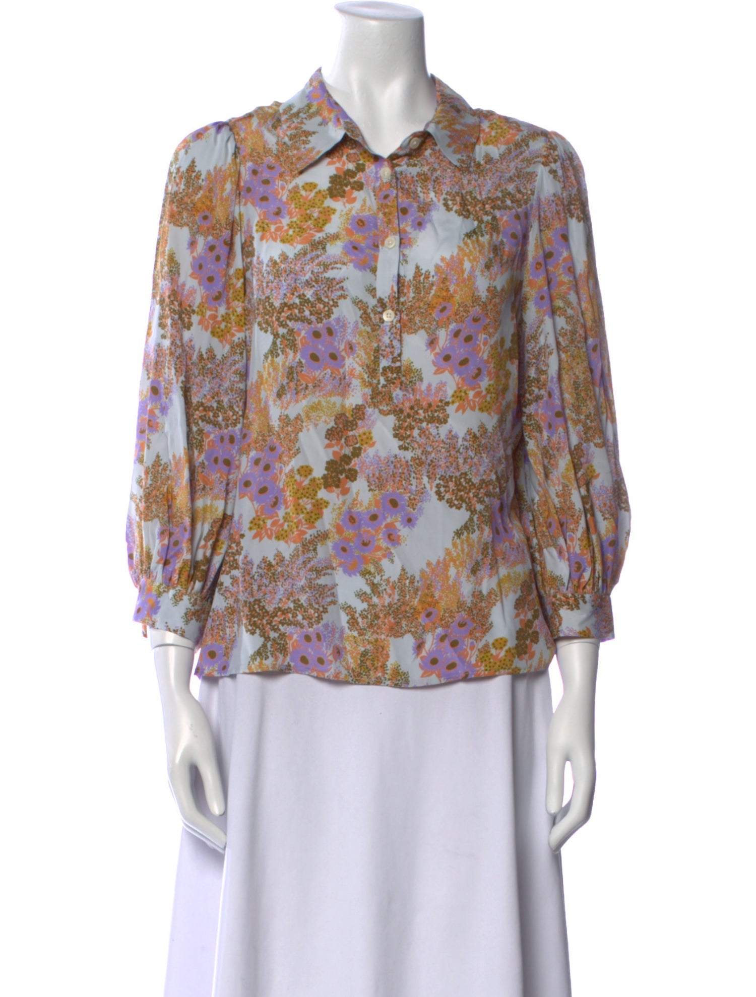 No.6 Printed Three-Quarter Sleeve Blouse