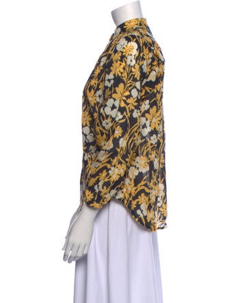 No.6 Floral Print Mock Neck Blouse