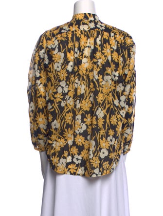 No.6 Floral Print Mock Neck Blouse