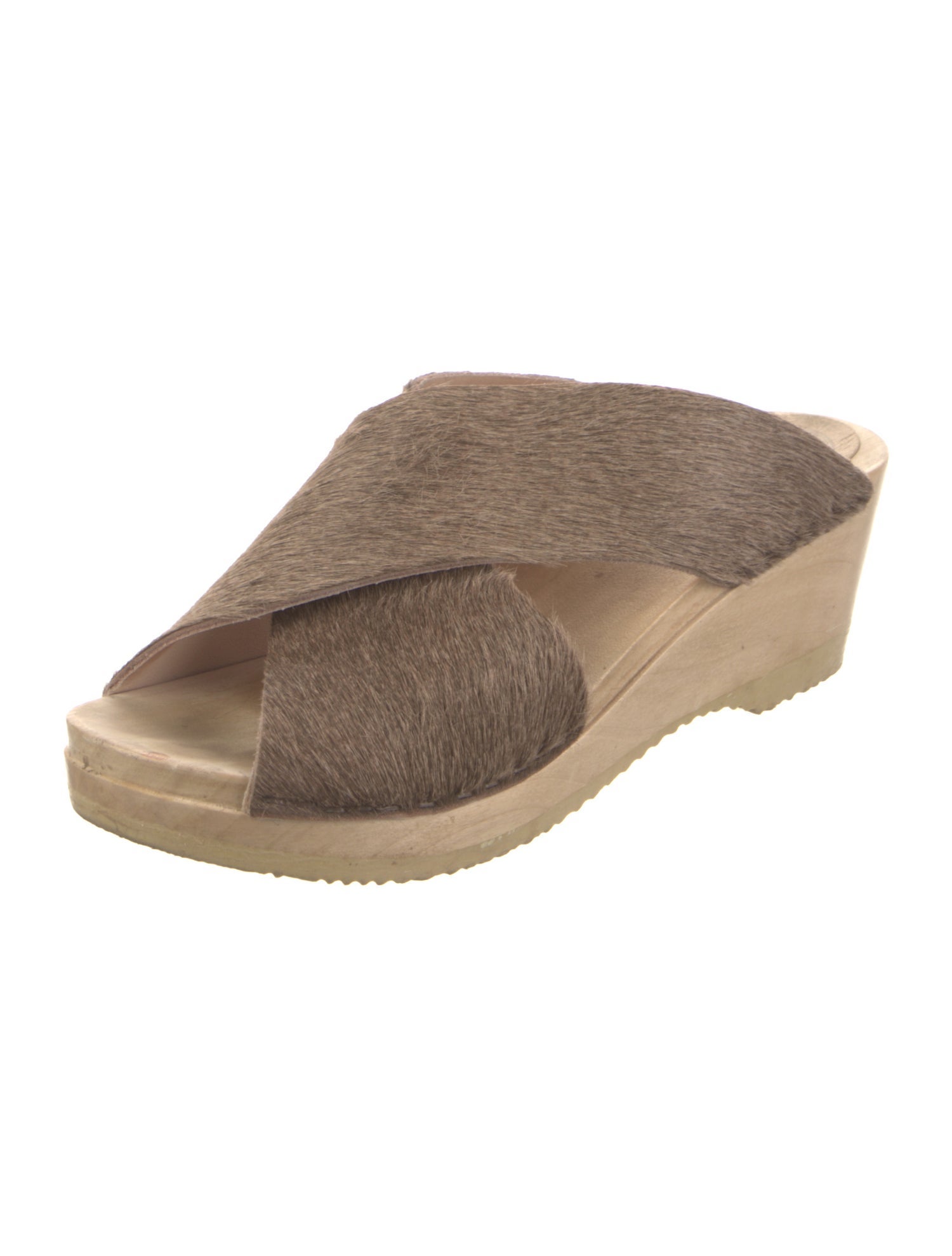 No.6 Ponyhair Colorblock Pattern Slides