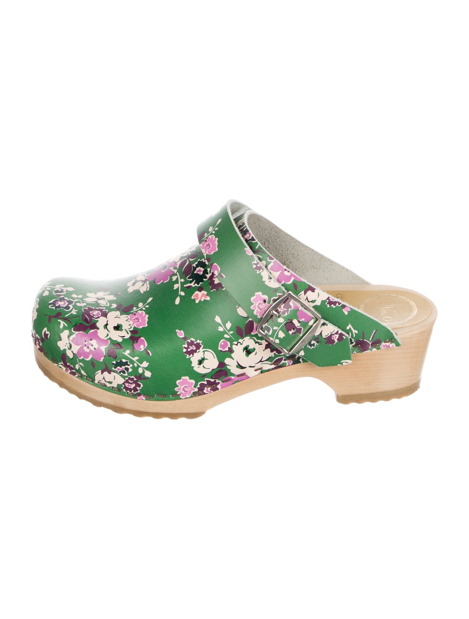 No.6 Leather Floral Print Mules