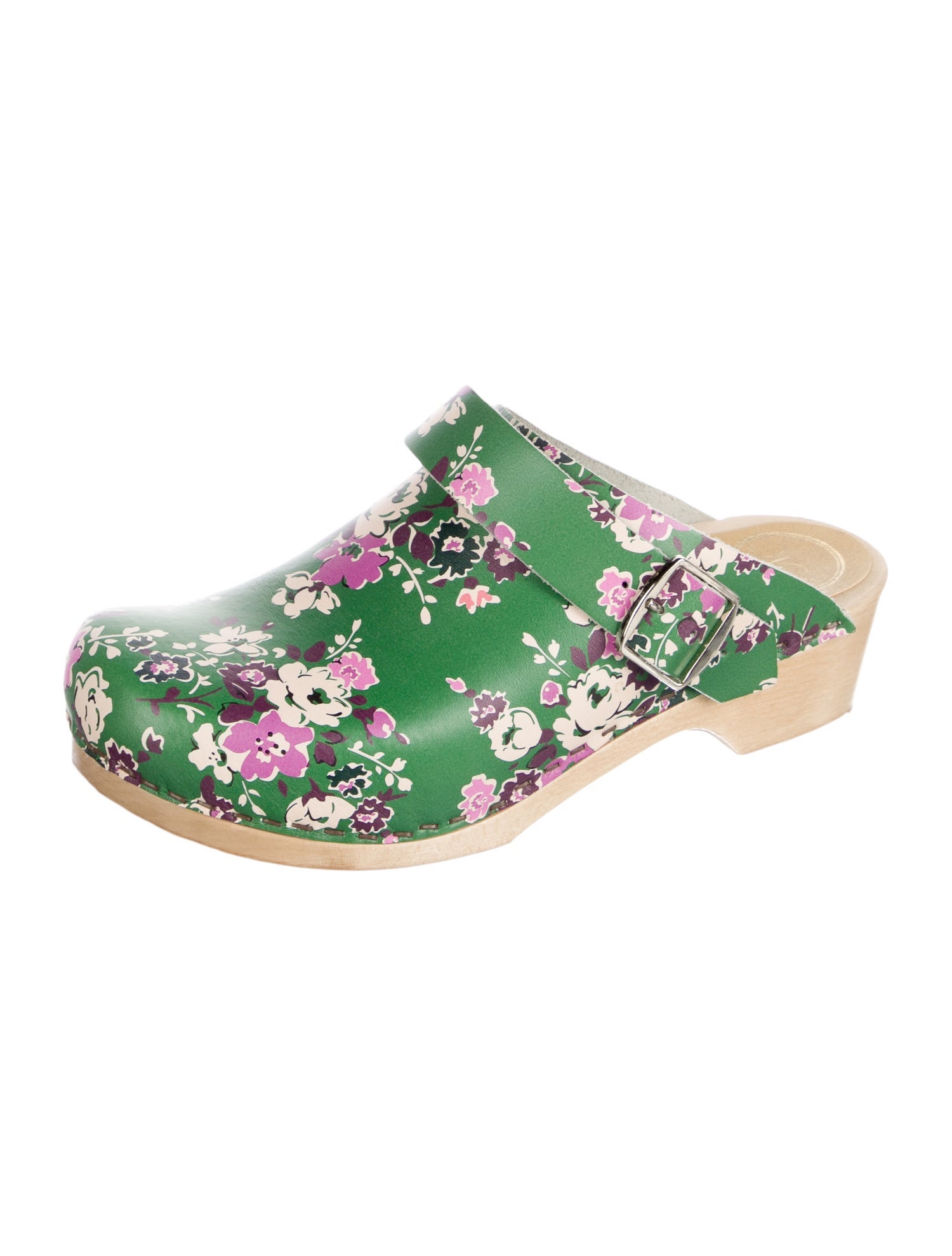 No.6 Leather Floral Print Mules
