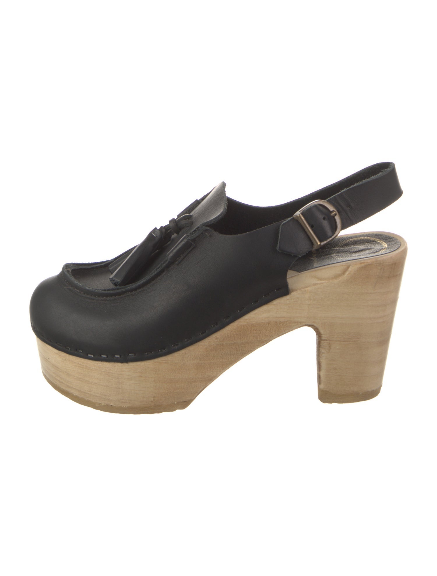 No.6 Leather Tassel Accents Slingback Pumps