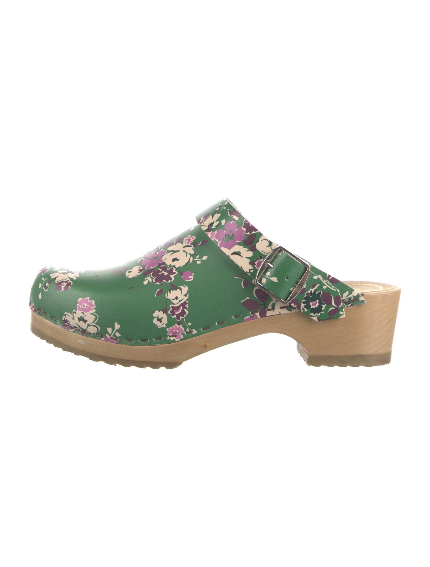No.6 Leather Floral Print Mules