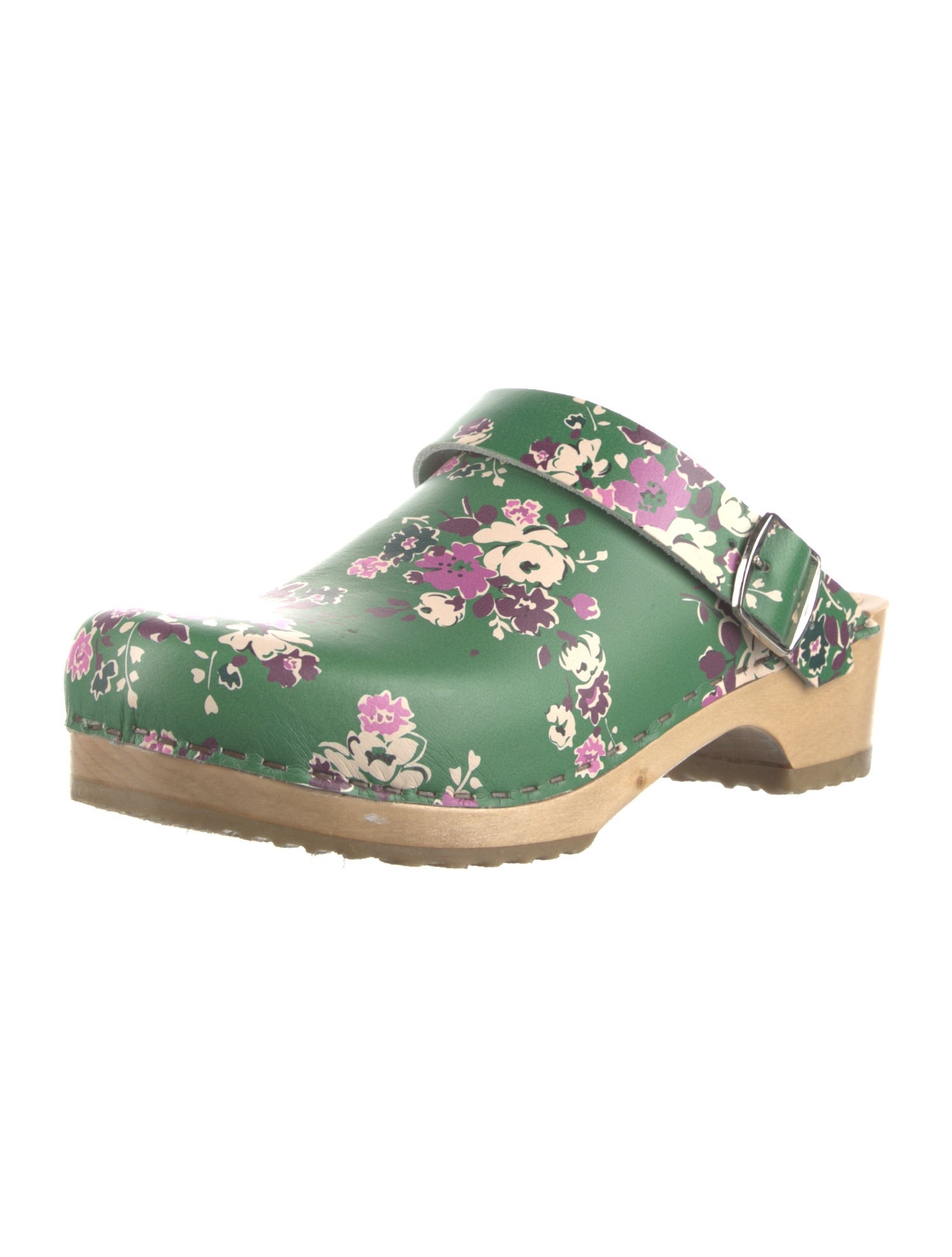 No.6 Leather Floral Print Mules