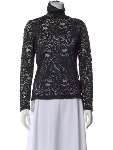 Pre-owned No.6 Lace Pattern Turtleneck Top In Black