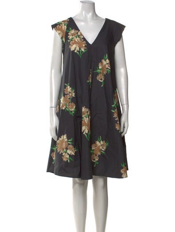 Pre-owned No.6 Floral Print Mini Dress W/ Tags In Grey