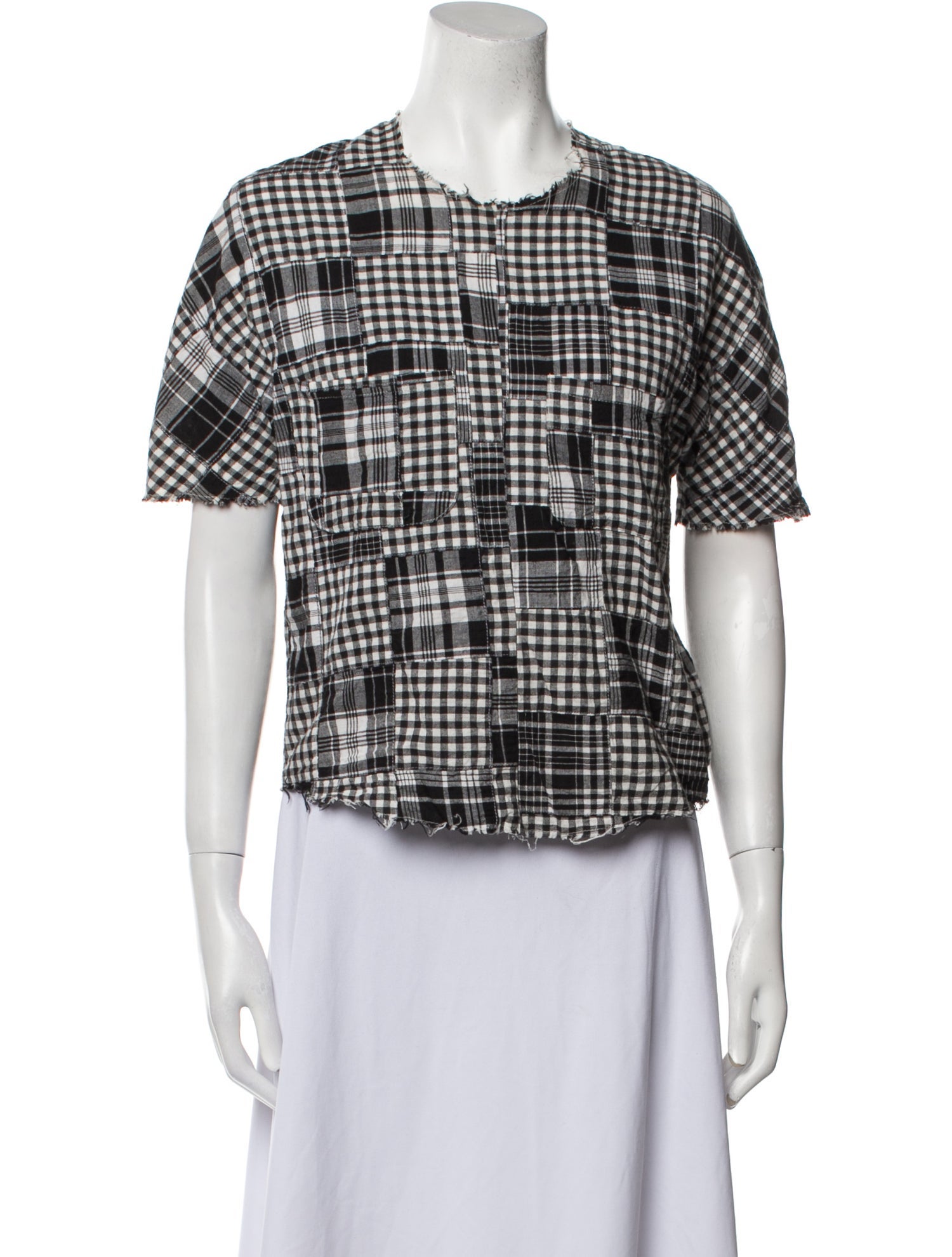 No. 6 Store Plaid Print Crew Neck Top