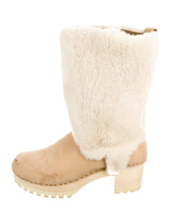 No. 6 Store Suede Fur Trim Boots