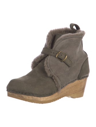 No. 6 Store Suede Faux Fur Trim Lace-Up Boots
