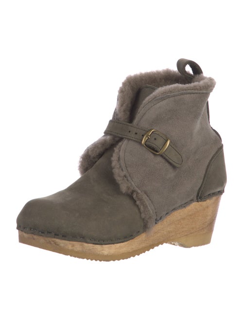 No. 6 Store Suede Faux Fur Trim Lace-Up Boots