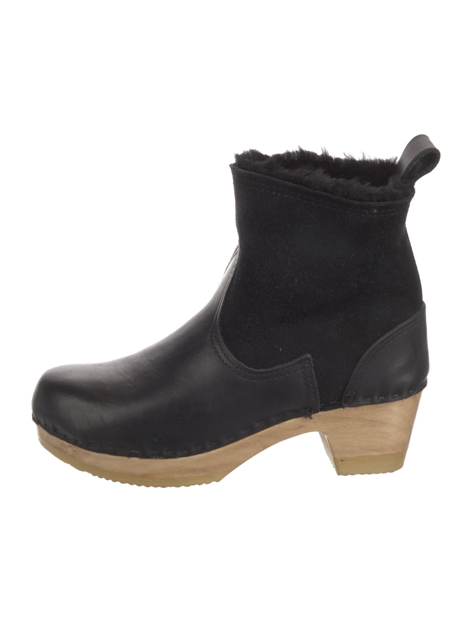 No. 6 Store Leather Faux Fur Trim Rain Boots