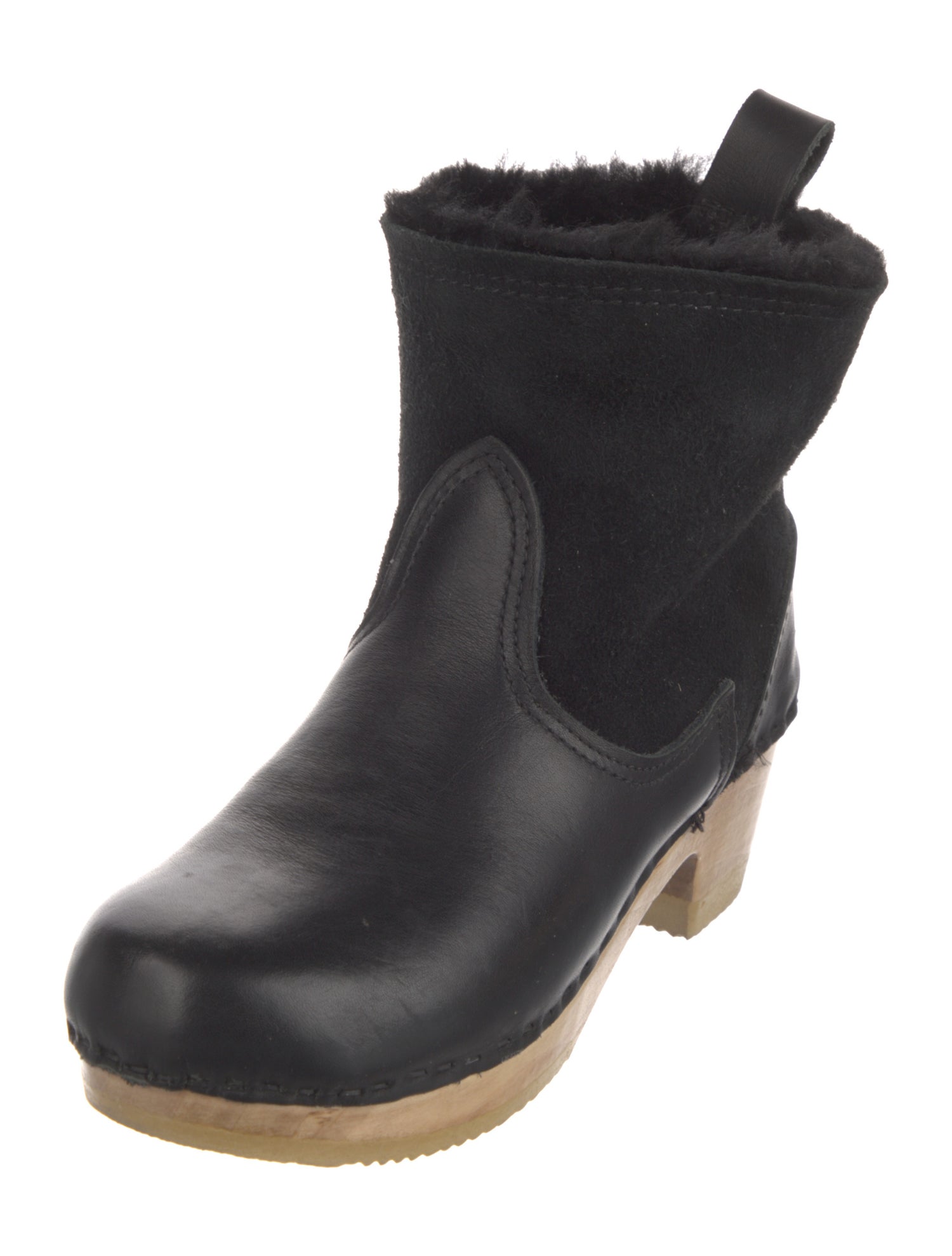 No. 6 Store Leather Faux Fur Trim Rain Boots