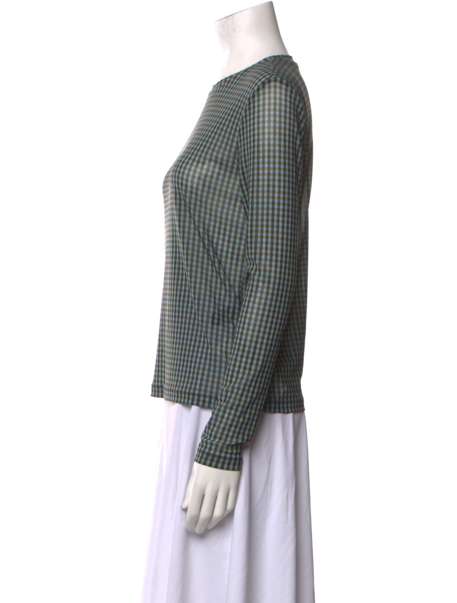 No. 6 Store Plaid Print Crew Neck Top