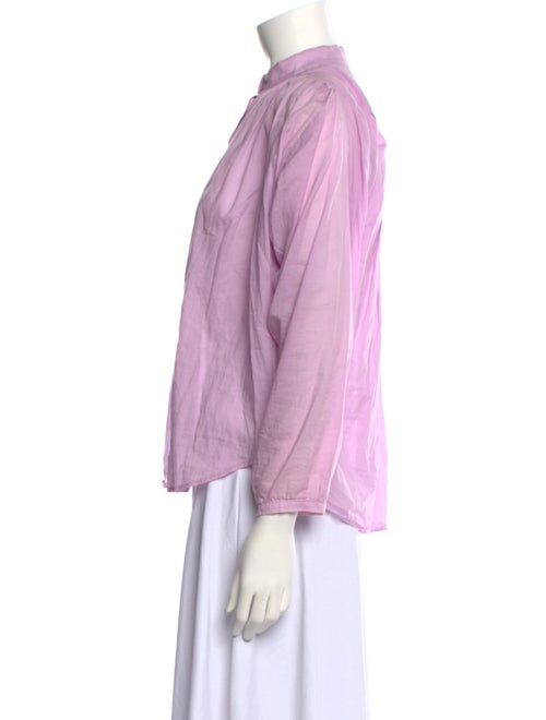 No. 6 Store Mock Neck Three-Quarter Sleeve Button-Up Top