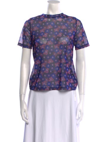 No. 6 Store Tops Floral Print Crew Neck T-Shirt S