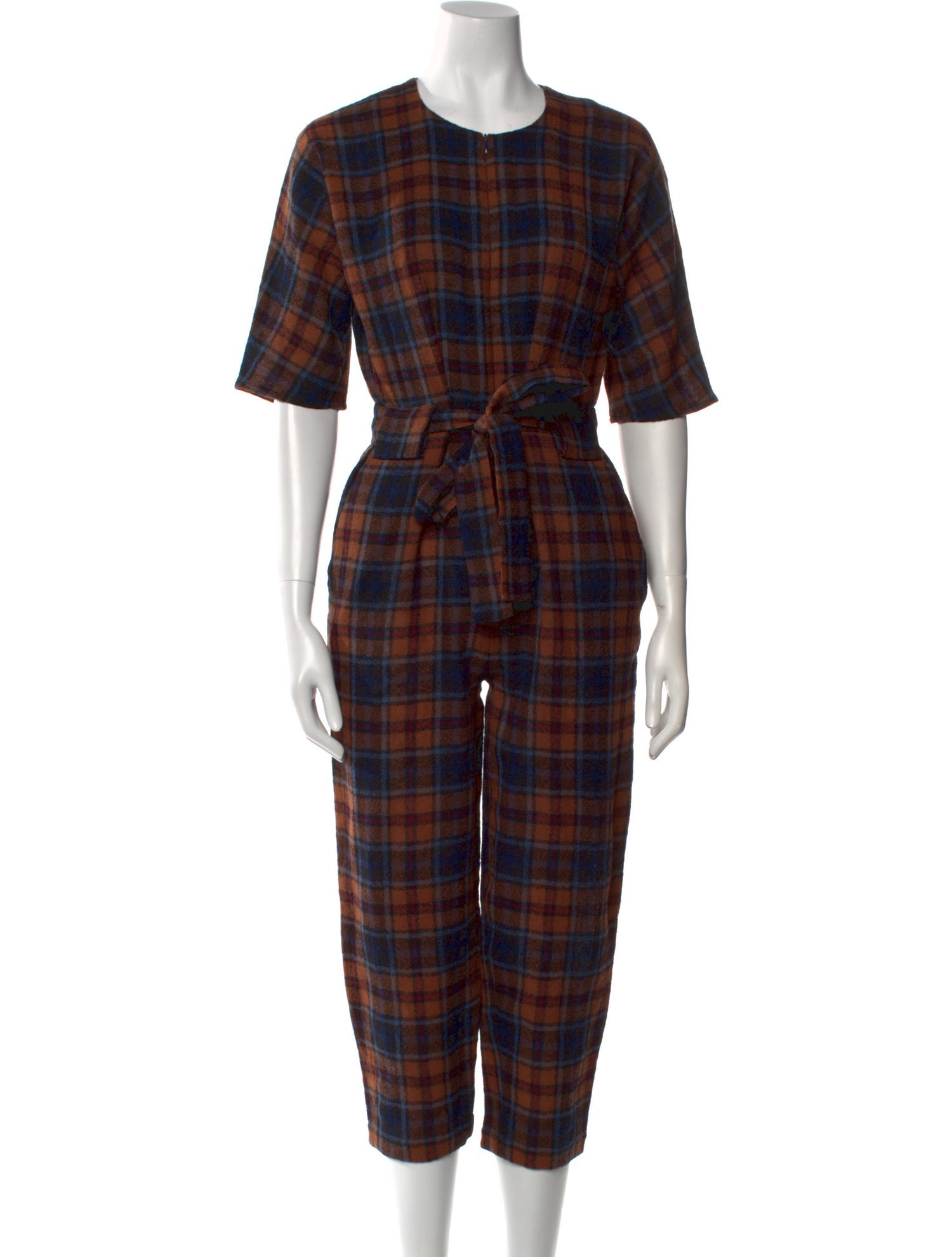 No. 6 Store Wool Plaid Print Jumpsuit