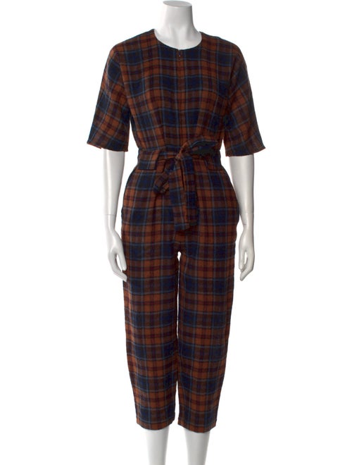 No. 6 Store Wool Plaid Print Jumpsuit