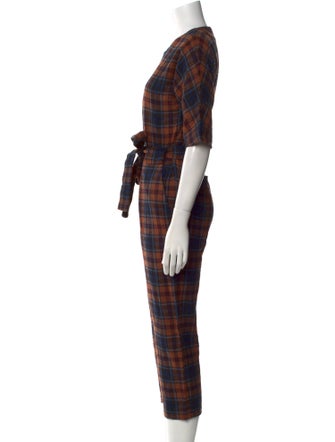 No. 6 Store Wool Plaid Print Jumpsuit