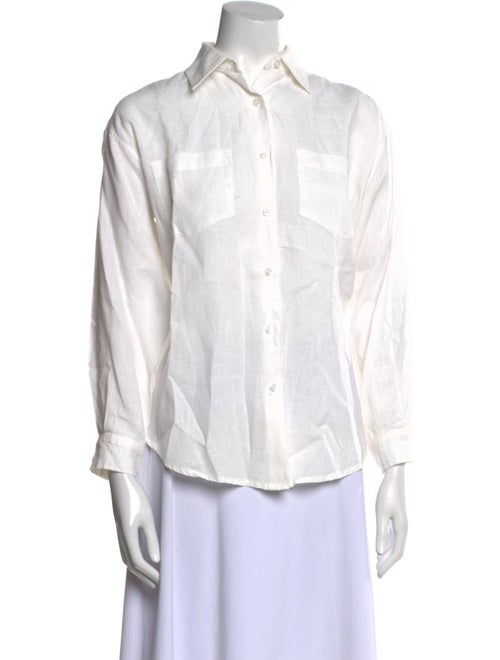 No. 6 Store Linen Long Sleeve Button-Up Top