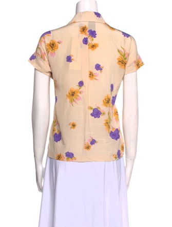 No. 6 Store Silk Floral Print Button-Up Top