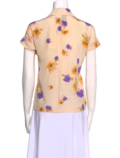 No. 6 Store Silk Floral Print Button-Up Top