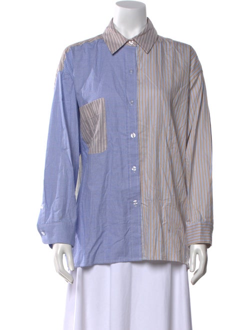 No. 6 Store Plaid Print Long Sleeve Button-Up Top