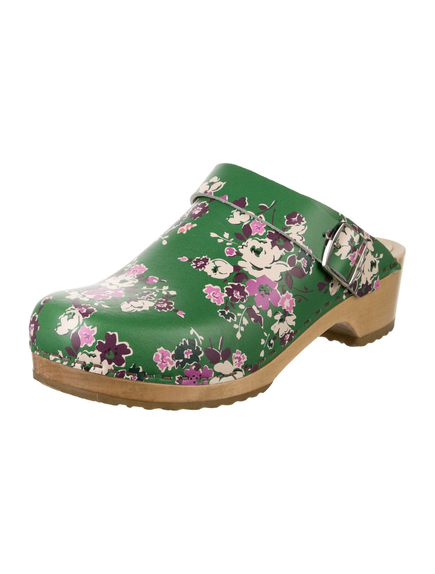 No. 6 Store Leather Floral Print Mules