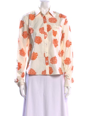 No. 6 Store Linen Floral Print Button-Up Top